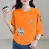 Comercio Exterior Transfronterizo Moda Madre de mediana edad y ancianos Versátil Holgada Capa interior Manga corta Manga de siete puntos Camiseta Capa base Ropa