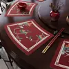 Patrón floral y de pájaros rojo, nuevo posavasos en forma de abanico estilo chino, PVC con textura de cuero sintético, mesa redonda, diseño curvo, impermeable, resistente al aceite y fácil de limpiar