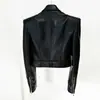 Em Estoque Outono de 2026 Nova Moda Europeia e Americana Personalidade Celebridade Ombreira Dupla-Face Curta Jaqueta de Couro Biker