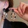 Brincos Quadrados Geométricos com Estampa de Leopardo Retro Agulha de Prata 2026 Novo Estilo Maillard Studs com uma Vibração Única para Outono e Inverno