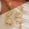 Australia, Europa antigua y Estados Unidos anillo abierto de 26 letras inglesas chapado en cobre simple de oro de 18 quilates anillo joker de nicho femenino