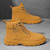 Botas Martin de caña alta para hombre, zapatos de trabajo de suela gruesa, a la moda, combinables, informales, de cuero, botines negros, para otoño