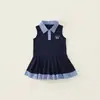 Vestido Preppy de Verano Nuevo para Niñas 2026, Chaleco Dulce de Retazos a Cuadros, Vestido Polo de Moda Estilo Coreano para Bebé