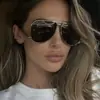 Gafas de sol aviador de moda europeas y americanas con doble puente, gafas de sol metálicas unisex de moda, gafas de sol con protección solar de montura grande retro