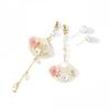 Brincos de estilo antigo distinto estilo chinês Hanfu 925 brincos de prata longo em forma de ventilador brincos assimétricos para as mulheres