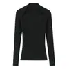 Comercio Exterior Transfronterizo Primavera y Verano Nueva Ropa para Mujer Moda Estilo Europeo y Americano Versátil Camiseta de Manga Larga de Canalé