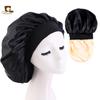 Gorro de Noche Transfronterizo Nuevo Grande de Doble Capa con Ala Ancha Elástico para el Cabello Satín Sombrero Redondo Gorro de Lactancia Gorro Turbante Tjm-301S