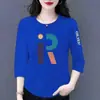 Comercio exterior transfronterizo ropa de maternidad, camiseta de manga tres cuartos para mujeres de mediana edad y mayores, top base versátil casual holgado