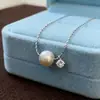 Collar Colgante de Perla Única y Circonita Plateado para Otoño e Invierno para Mujer, Sencillo y Lujoso, Cadena de Suéter de Alta Gama, Accesorio Elegante