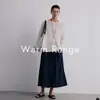 Hong Kong e American Apparel/2026 Primavera Cedo Malha de Mistura de Linho Gola Redonda Manga Longa Camiseta Tricô Proteção Solar Vazado Top Cover-Up para Mulheres