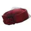Elegante Sombrero de Estilo Británico para Mujer, Moda Otoño e Invierno, Malla de Aeromoza, Elegante Sombrero Pequeño, Sombrero de Lana de Alta Calidad de Color Sólido
