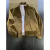 Chaqueta Bomber Marrón Americana con Cuello Alto para Hombre en Otoño, Chaqueta Corta Silueta Maillard High Street Uniforme de Béisbol