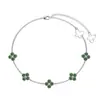 Pulsera Gruesa Dorada de Plata de Ley 925 de Verano para Mujer, Trébol de Cuatro Hojas Rosa Verde de Gama Alta, Joyería Delicada Versátil