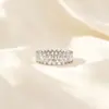 Anillo moderno estilo INS con incrustaciones de diamantes, acero de titanio con circonita microincrustada, anillo envolvente vintage coreano