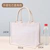 Bolso de mano núcleo bolsa de lino logotipo personalizado lino ecológico lonchera bento bolsa con hebilla yute bolsa de regalo versión horizontal