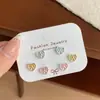 Set de Aretes de Flores Coloridas para Mujer, Aguja de Plata Verano Dulce Corazón Goteo de Aceite Fresco y Compacto Aretes Dopamina Estudiante