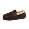 Sapatos de couro macio e forrados de lã macia para mulheres 2023 outono e inverno Novos mocassins slip-on de bico redondo plano para mulheres grávidas