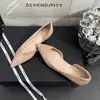 Zapatos Planos de Corte Lateral Color Nude Estilo Francés para Mujer, Nuevo Modelo Verano 2025, Elegantes Casual Versátiles Profesionales para Ir al Trabajo Zapatos de Punta