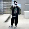 Traje de ropa de primavera para niños moderno guapo a la moda 2024 nuevo suéter de primavera para niños ropa deportiva para niños mayores primavera y otoño