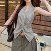 Conjunto de Moda de Verano 2026 para Mujer: Top de Tirantes Rayado de Moda con Nudo Retorcido y Pantalones Casuales de Pierna Ancha