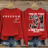 [Talla Europea Talla Europea] Sudadera con cuello redondo y estampado de libertad para mujer