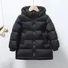 Chaqueta de Plumas de Invierno para Niños, Longitud Media, Engrosada, Cálida, Abrigo de 90% Plumón de Pato Blanco, Resistente al Frío, con Capucha, Otoño e Invierno