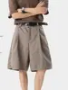 Pantalones cortos de rayas verticales estilo americano para calle, verano holgados transpirables finos antiarrugas para ir al trabajo, estilo old money casual para hombre