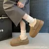 2026 Nuevo Estilo Zapatos Birkenstock de Felpa con Suela Gruesa para Mujer Invierno Exteriores Slip-on Zapatos de Algodón Cálidos que Aumentan la Altura Casual Zapatos de Una Sola Pieza