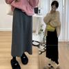 Falda de Maternidad Engrosada, Moda Otoño e Invierno Estilo Nuevo, Estilo Trendy para Mamás, Elegante Abertura Trasera, Falda de Punto Adelgazante con Soporte para el Vientre