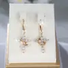 Pendientes de Diamante Blanco Microincrustado Transfronterizos de Amazon Moda Minimalista Versátil Accesorio Más Vendido