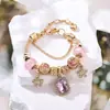 2025 Panjia Nuevo Más Vendido Diamante Cuadrado Circonita Resina Perla Pétalo DIY Pulsera de Cuentas Al por Mayor