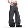 Pantalones Vaqueros Occidentales de Pierna Ancha Sueltos Casuales Largos Negros con Caída de Gama Alta Americanos para Viajes de Otoño/Invierno Hombres Mujeres Retro