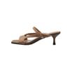 Pantuflas Elegantes de Tacón Alto Estilo Francés Nuevo Estilo Tacón Fino Punta Cuadrada Punta Abierta Sencillas Combinan con Todo Cachemir Pantuflas de Doble Uso