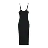 Vestido de Alcinha com Fenda Lateral Estilo Spicy Girl Feminino 2026 Novo Verão Costas Nuas Sexy Bodycon Justo Saia Longa