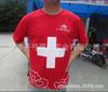 Suministro de camiseta deportiva multicolor de fábrica de secado rápido de cuello redondo, 135g delgada, con logotipo de transferencia térmica, cultura maratón