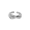JL010 Anillo Abierto de Plata de Ley S925 con Diseño Irregular Convexo Estilo Coreano Estilo Ins Nicho Microincrustado con Circonita para Mujer