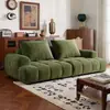 Sofá Puff Retrô, Veludo Cotelê Verde Matcha Modular Linha Reta, Assento Profundo, Sofá de Tecido Preguiçoso para Sala de Estar de Casa