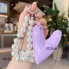 Estilo Coreano Ins Dulce Estilo Girly Relleno de Algodón Corazón Cadena de Perlas Colgante de Bolso Accesorios para Bolsos Llavero Colgante Pequeño