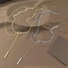2022 nuevo collar de cadena de costura geométrica de acero de titanio para mujer, moda, doble borla, accesorios de ropa, joyería comodín al por mayor
