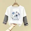 Camiseta Interior de Manga Larga para Niños, Nuevo Estilo Primavera y Otoño, Camiseta Interior de Algodón Puro para Niños, Atuendo de Primavera con Estampado de Dibujos Animados, Camiseta de Capa Interior