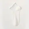 Calcetines Cortos para Mujer Hechos de Seda de Morera, Color Sólido, Borde de Encaje, Calcetines Bajos Tipo Barco, Antibacterianos, Resistentes al Olor, Transpirables, Malla Blanca, Transpirables, Resistentes al Olor