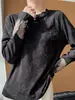 Nueva camiseta de punto bordada estilo chino con cuello redondo, capa interior versátil de manga larga para mujer, top chic estilo chino