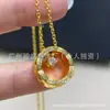 Colar Coco Padrão Matelassê Estilo Chanel Ouro Rosé 18K Diamante Natural Corrente para Clavícula Corrente de Suéter