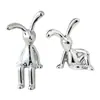 Figura de conejo de orejas largas plateada galvanizada para sala de estar, adecuada para gabinetes de TV, vitrinas de vino, recibidores, decoración del hogar y como accesorio único para coche