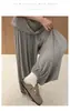Calças jogger cáqui leves para mulheres, estilo fino de verão, tamanho petite, calças pantalona volumosas, cintura alta, calças largas soltas