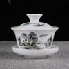 Tigela com Tampa Sancai de Porcelana Branca Porcelana Azul e Branca Cerâmica Tigela com Tampa Kung Fu Jogo de Chá Xícara de Chá Tigela Celadon Pote de Captura Manual Tigela de Chá Atacado