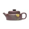 Texto Cifrado Impreso en Varias Plataformas: Tetera de Arcilla Púrpura Semimanual Yixing, Arcilla Púrpura Mineral Original, Tetera con Forma de Moneda de Cobre, Recipiente para Preparar Té Doméstico