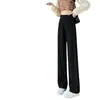 Pantalones de Traje para Mujer Primavera y Otoño 2026 Estilo Nuevo Cintura Alta Ajuste Delgado Negro Pierna Ancha Rectos para Mujeres Petites