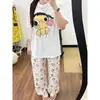 Lindo y adorable estampado de jade dulce de dibujos animados, camiseta casual de verano de manga corta, nuevo conjunto simple, adecuado para usar como prenda exterior