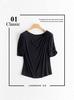 [Hengjia Cf] Estilo de Design ~ Incluindo Camiseta de Tricô com Gola Swing de Manga Curta Canelada de Seda de Amora Feminina Tendência Ins Top Francês
